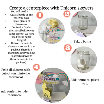 Pinfliers Pastel Unicorn Theme Birthday Party Decoration Paper Small Cutouts for Centerpiece